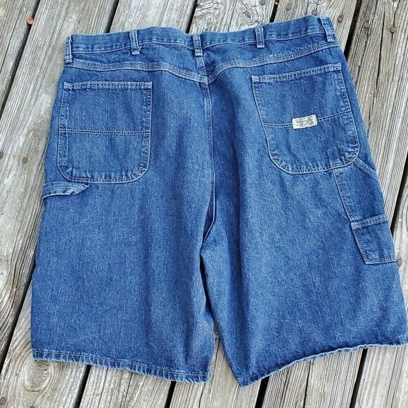 Wrangler Mens Sz 42 Denim Blue Jean Shorts Carpenter - Picture 2 of 3